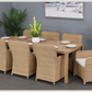 CAPELL 2400 9-PIECE OUTDOOR DINING SUITE WICKER ON ALUMINIUM FRAME TEAK LOOK NATURAL