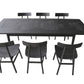 MEDRANO OAK 7 PIECE DINING SET SANDBLASTED BLACK EXTENSION DINING TABLE 170/230CM + 6 MEDRANO TIMBER SEAT DINING CHAIRS