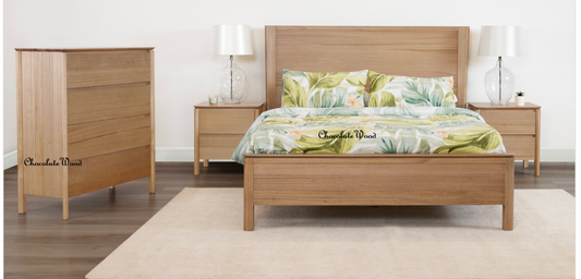 AKSEL MESSMATE TIMBER KING BED - LIGHT SMOKE