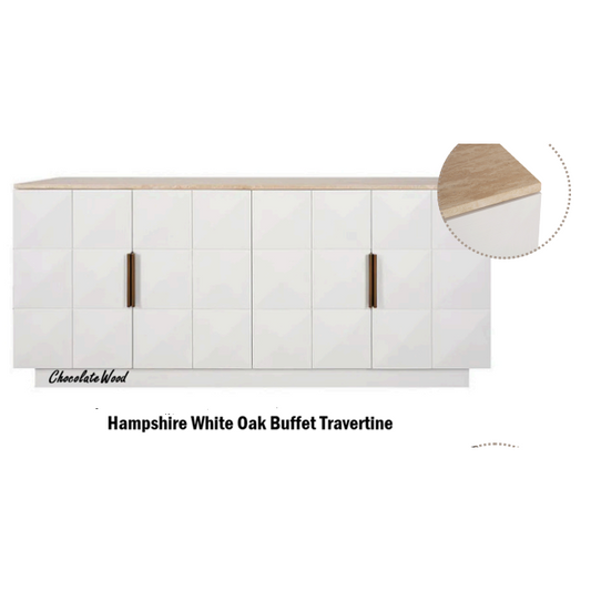 HAMPSHIRE TRAVERTINE /WHITE OAK 4-DOOR BUFFET/SIDEBOARD