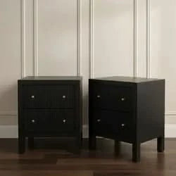 JAYLA SMALL BLACK 2-DRAWER BEDSIDE TABLE