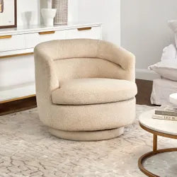 BRYNN  SWIVEL BOUCLE ARMCHAIR WHITE