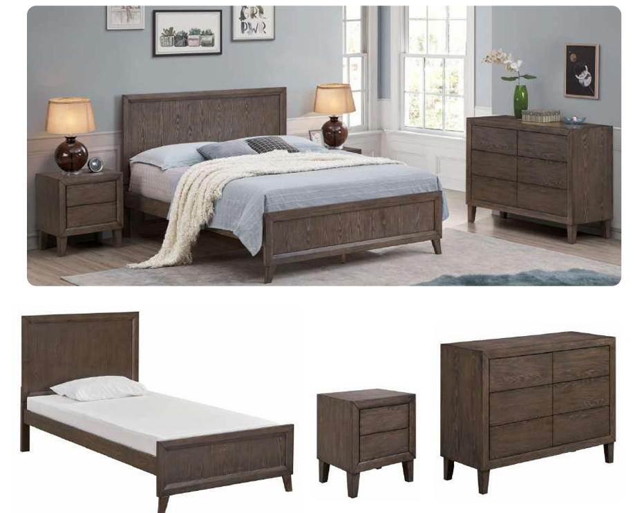 KASIANE RUBBERWOOD 6-DRAWER DRESSER  6-DRAWER CHEST OF DRAWERS CAFE GREY