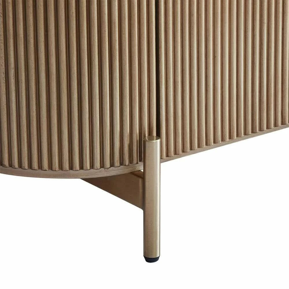 DENEUVE BEDSIDE TABLE ANTIQUE GOLD WITH CARRARA MARBLE TOP