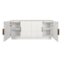 HAMPSHIRE TRAVERTINE /WHITE OAK 4-DOOR BUFFET/SIDEBOARD