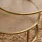 CLAUDIA SET OF 2 ROUND RIPPLED GLASS & GOLD NESTING COFFEE TABLES