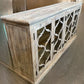 REINA GREYWASHED RECYCLED TIMBER/GLASS 4-DOOR BUFFET/SIDEBOARD