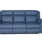 BARRON GENUINE MURANO LEATHER 3-SEATER  RECLINER SOFA W/USB PORT  MARINE BLUE