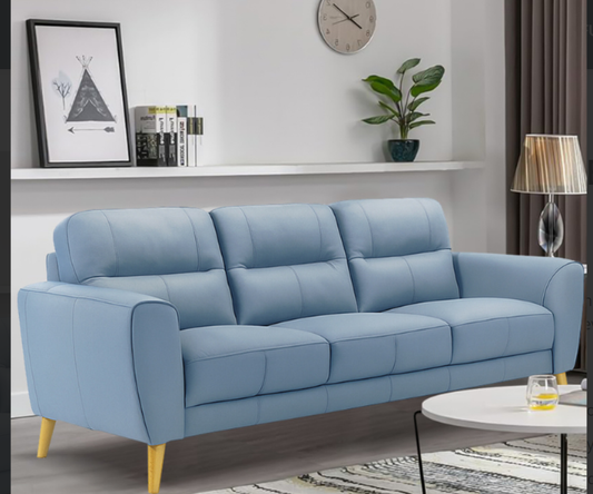 VIGGO 3-SEATER LEATHER SOFA BLUE