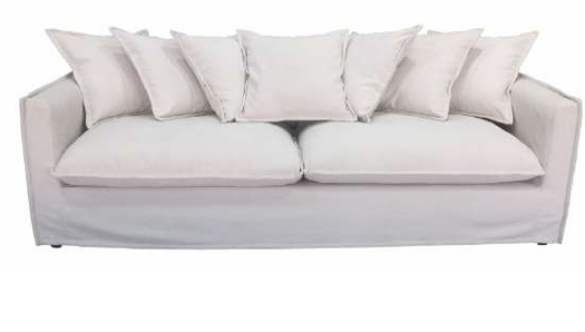 SALIS 3-SEATER SOFA FABRIC WITH 7 CUSHIONS IN STONE COLOUR