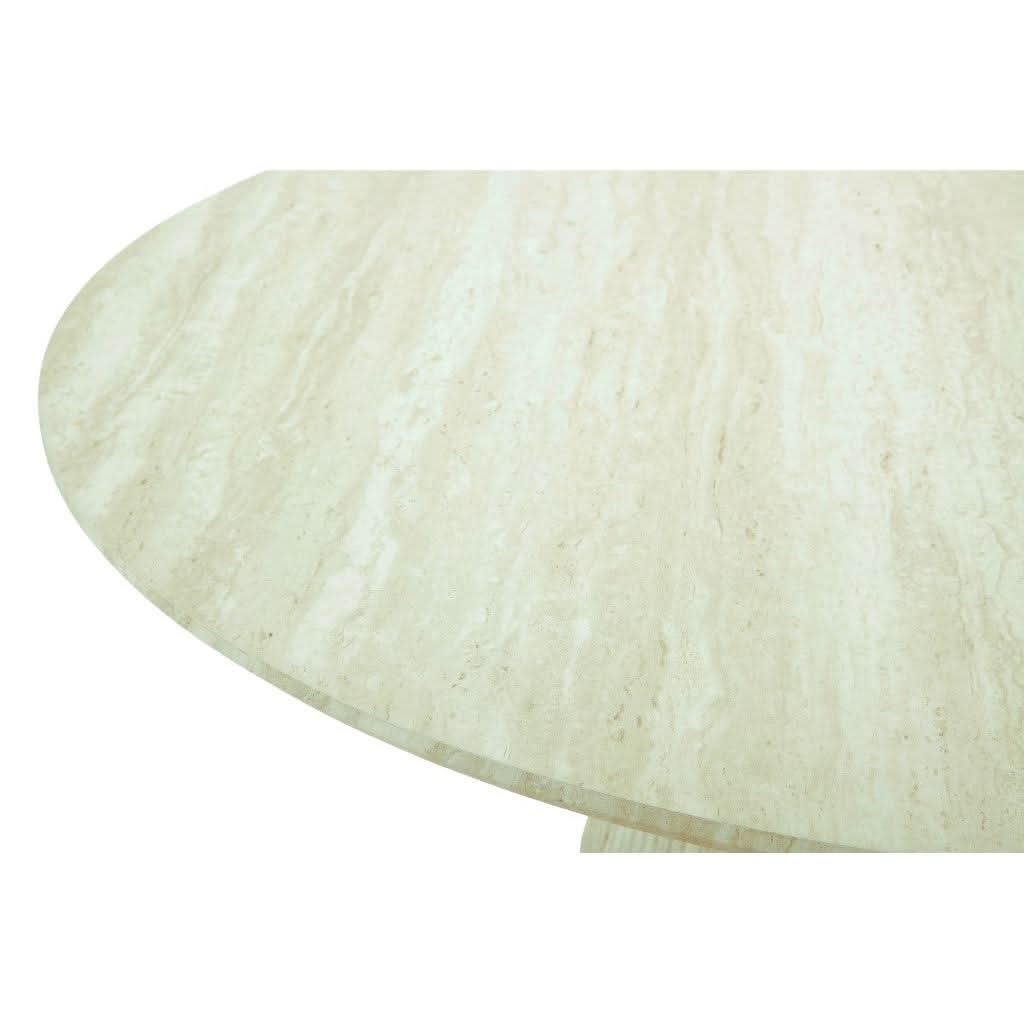 BYRD ROUND DINING TABLE TRAVERTINE LOOK 120CM  WHITE