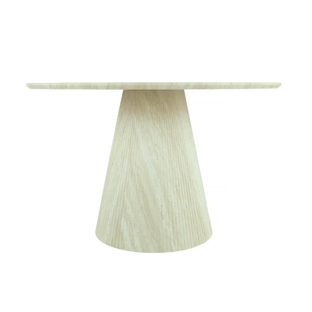 BYRD ROUND DINING TABLE TRAVERTINE LOOK 120CM  WHITE