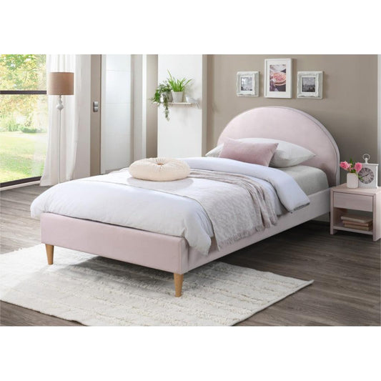 SPAR CHILDREN'S  KING SINGLE-SIZE  BED IN  PINK  VELVET FABRIC