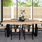 AXWYN  SOLID RUBBERWOOD DINING TABLE NATURAL/BLACK 200CM WITH 6 ARC BLACK/NATURAL DINING CHAIRS