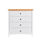 ASTLEY HAMPTONS LOOK 4-DRAWER TALLBOY 4-DRAWER CHEST OF DRAWERS WHITE /MID BROWN