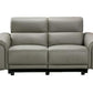 TARQUIN GREY LEATHER 2-SEATER DUAL MOTOR ELECTRIC RECLINER SOFA W/POWERED HEADREST