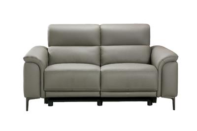 TARQUIN GREY LEATHER 2-SEATER DUAL MOTOR ELECTRIC RECLINER SOFA W/POWERED HEADREST