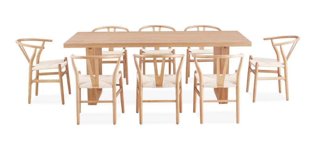 STROUD ELM VENEER TIMBER/MDF 9 PIECE DINING SET: 1 TABLE 240CM  & 8 STROUD DINING CHAIRS