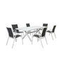 GRECO 7 PIECE OUTDOOR DINING SETTING ALUMINIUM WHITE & CHARCOAL 220CM