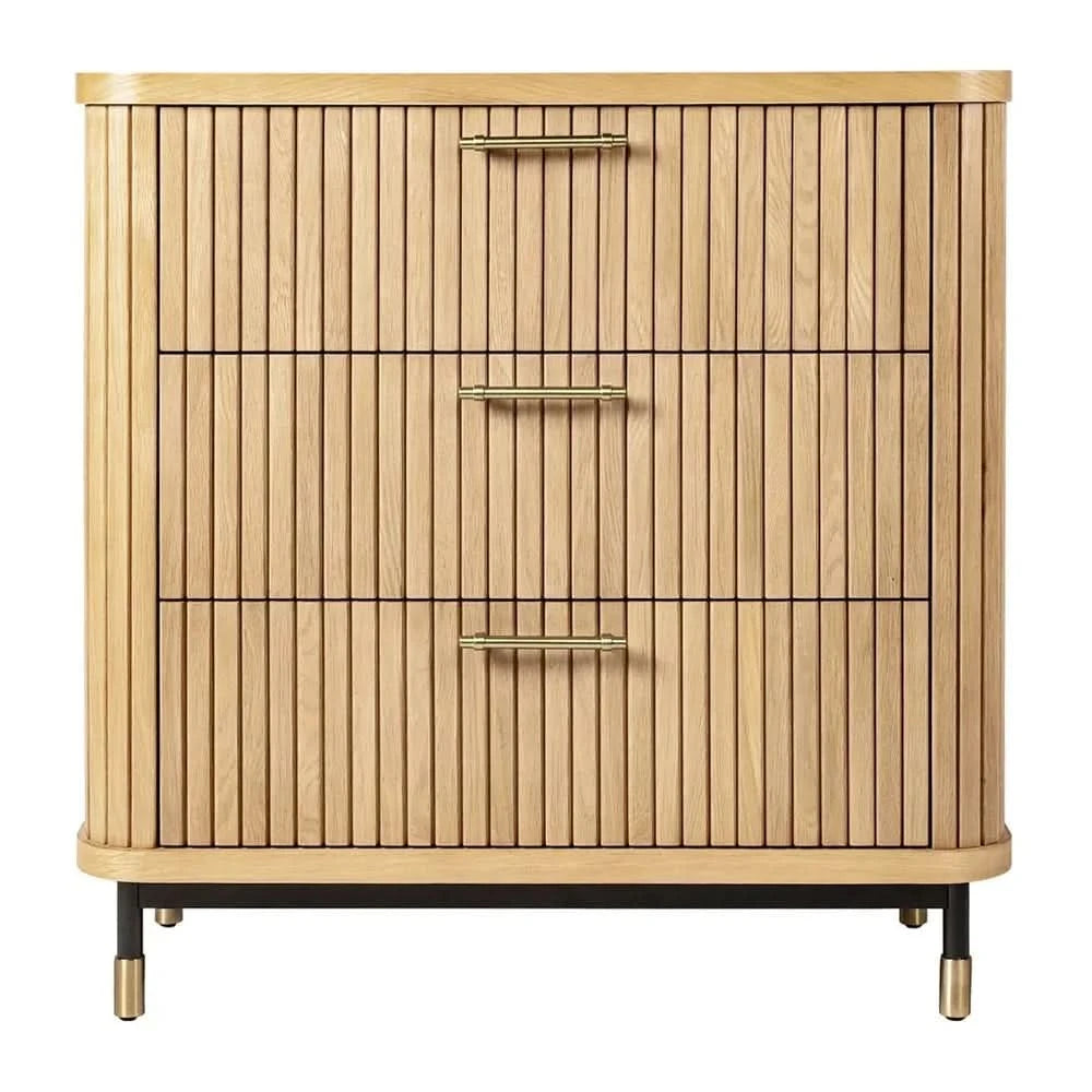 PEMBROKE OAK TIMBER 3-DRAWER CHEST OF DRAWERS NATURAL