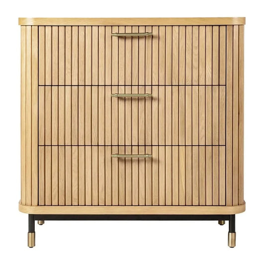 PEMBROKE OAK TIMBER 3-DRAWER CHEST OF DRAWERS NATURAL