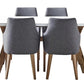 ROSALI 2-TONE WHITE CONCRETE TOP & SOLID ACACIA PEWTER 7 PIECE DINING SET: 1 DINING TABLE 180CM & 6 DINING ARMCHAIRS