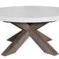 ROSALI 2-TONE WHITE CONCRETE TOP & SOLID ACACIA PEWTER ROUND COFFEE TABLE