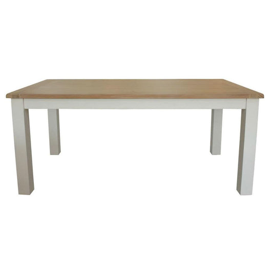CHRISTA HAMPTON SOLID ACACIA DINING TABLE LIGHT OAK TOP WHITE BASE