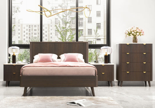 SEVERIN 4 PIECE SOLID & VENEER MALAYSIAN HARDWOOD BEDROOM SUITE  WALNUT