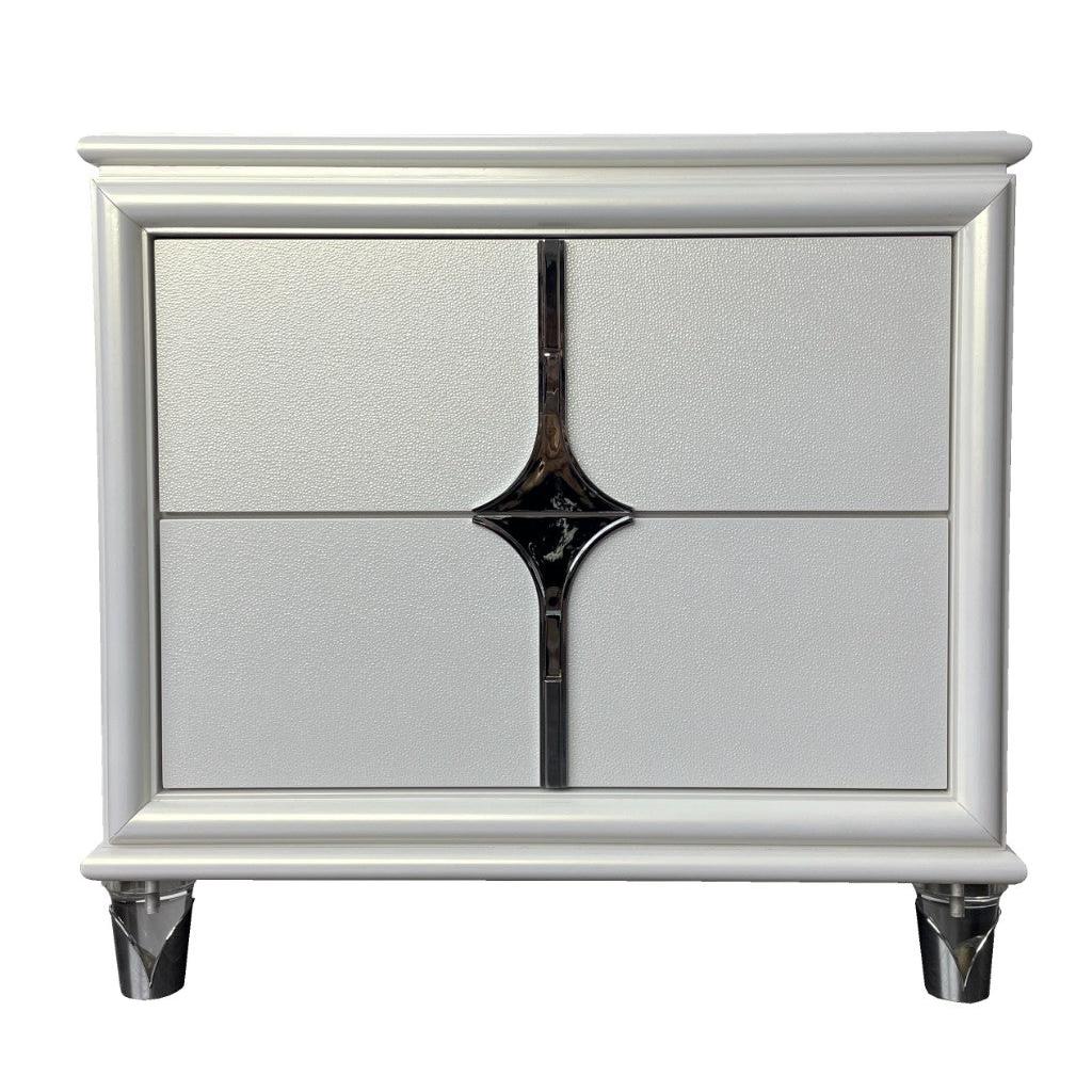 FLORIS SOLID RUBBERWOOD BEDSIDE TABLE 2 DRAWERS IN GOLD