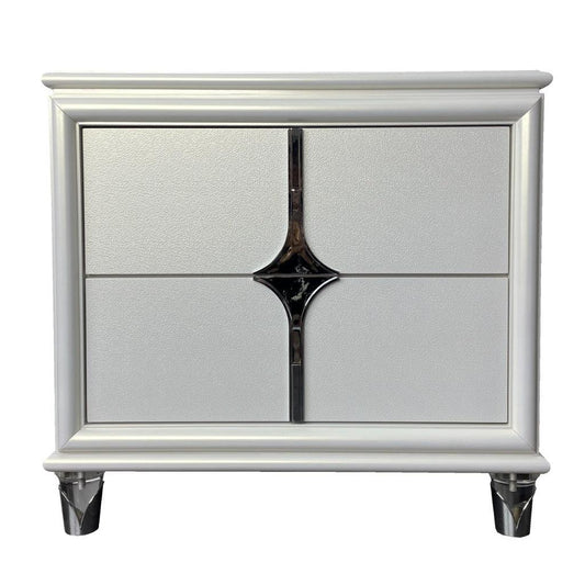 FLORIS SOLID RUBBERWOOD BEDSIDE TABLE 2 DRAWERS IN GOLD