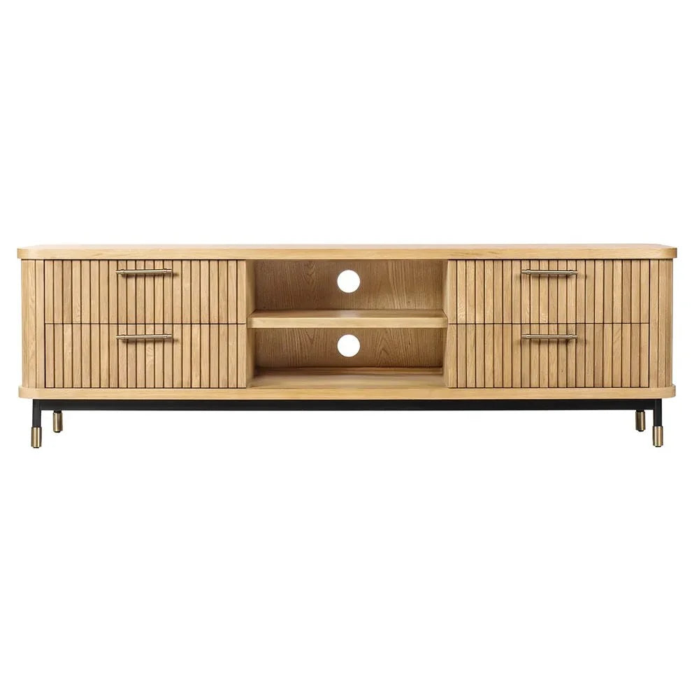 PEMBROKE OAK TIMBER 4-DRAWER TV UNIT ETU NATURAL 200CM