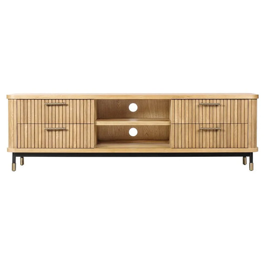PEMBROKE OAK TIMBER 4-DRAWER TV UNIT ETU NATURAL 200CM