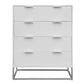 SNOWDON ACACIA 4-DRAWER TALLBOY  CHEST OF 4 DRAWERS IN WHITE ART DECO STYLE