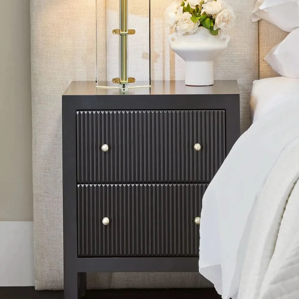 JAYLA SMALL BLACK 2-DRAWER BEDSIDE TABLE