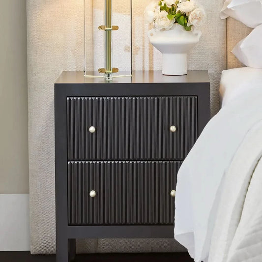 JAYLA SMALL BLACK 2-DRAWER BEDSIDE TABLE