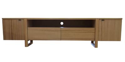 IBARRA SOLID & VENEER BLUE GUM TIMBER  ETU TELEVISION UNIT 2 DOORS 2 DRAWERS NATURAL