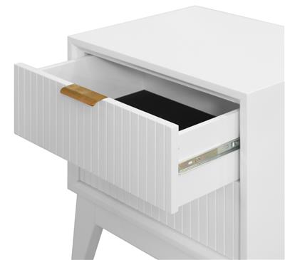 2 X ELIJAH ACACIA WOOD BEDSIDE TABLES 2 DRAWERS IN WHITE