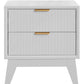2 X ELIJAH ACACIA WOOD BEDSIDE TABLES 2 DRAWERS IN WHITE