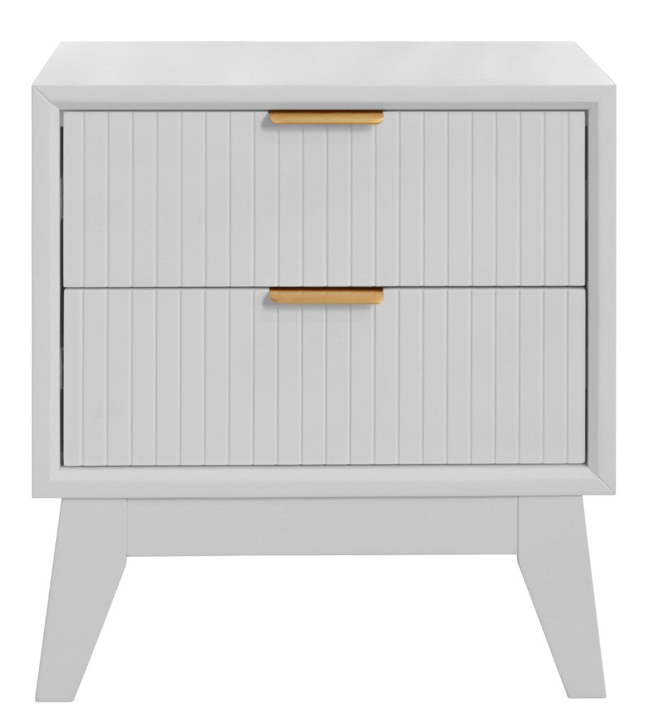 2 X ELIJAH ACACIA WOOD BEDSIDE TABLES 2 DRAWERS IN WHITE