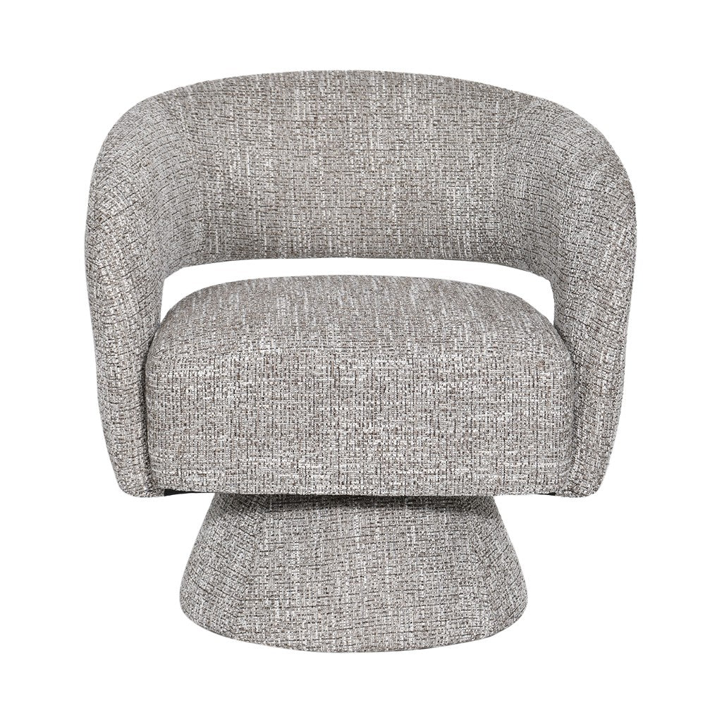 LESTER FABRIC ACCENT ARMCHAIR 360 DEGREE SWIVEL ALMOND