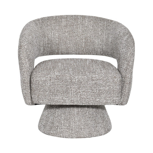 LESTER FABRIC ACCENT ARMCHAIR 360 DEGREE SWIVEL ALMOND