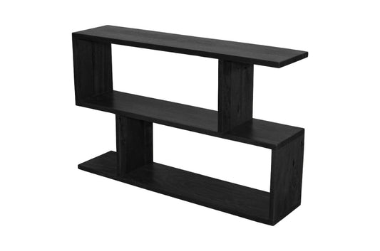LUZU SOLID MANGO WOOD OPEN BOOKCASE/BOOKSHELF BLACK120X28X75.5 CM