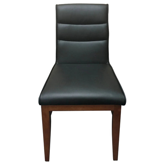 MORROW LEATHER DINING CHAIR BLACK/BLACKWOOD
