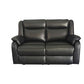 BARRON GENUINE MURANO LEATHER 2-SEATER  RECLINER SOFA W/USB PORT BLACK