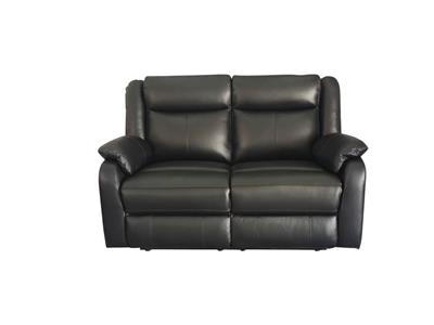 BARRON GENUINE MURANO LEATHER 2-SEATER  RECLINER SOFA W/USB PORT BLACK