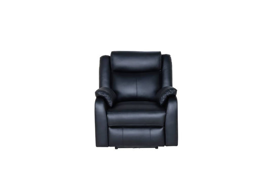 BARRON GENUINE MURANO LEATHER 1-SEATER  SINGLE RECLINER ARMCHAIR W/USB PORT BLACK
