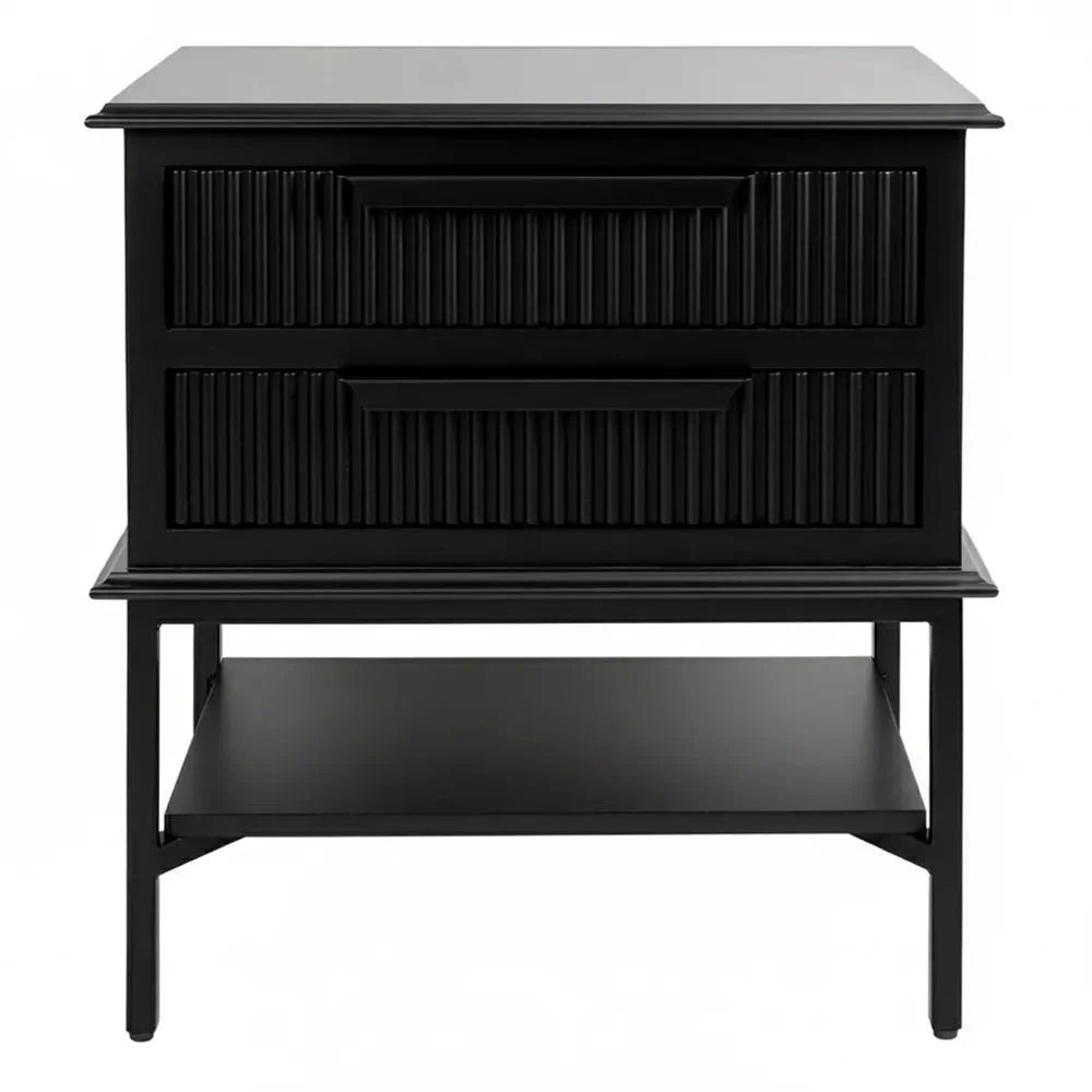 MORETTI 2-DRAWER BEDSIDE TABLE SATIN BLACK SMALL