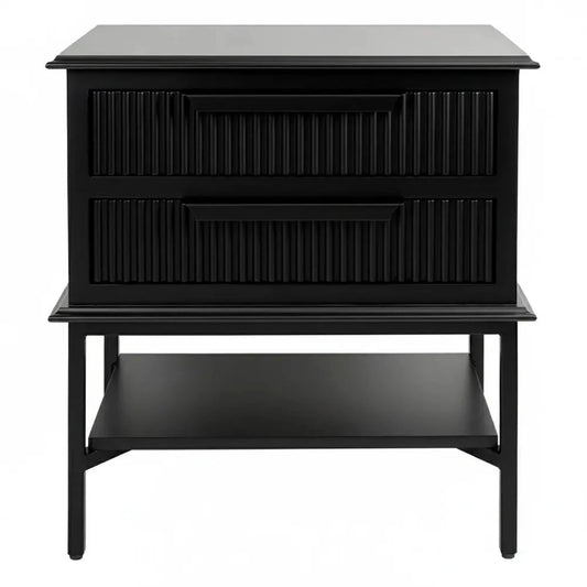 MORETTI 2-DRAWER BEDSIDE TABLE SATIN BLACK SMALL