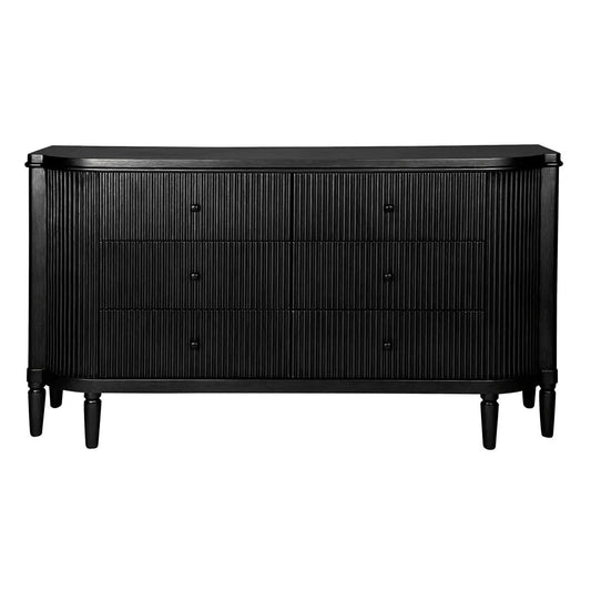 DIANNA MARBLE ART DECO 6 DRAWER CHEST OF DRAWERS ACCENT CHEST BLACK